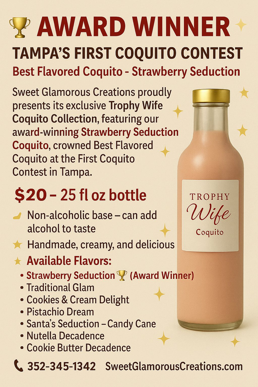 Strawberry Seduction Coquito Label - Award Winning